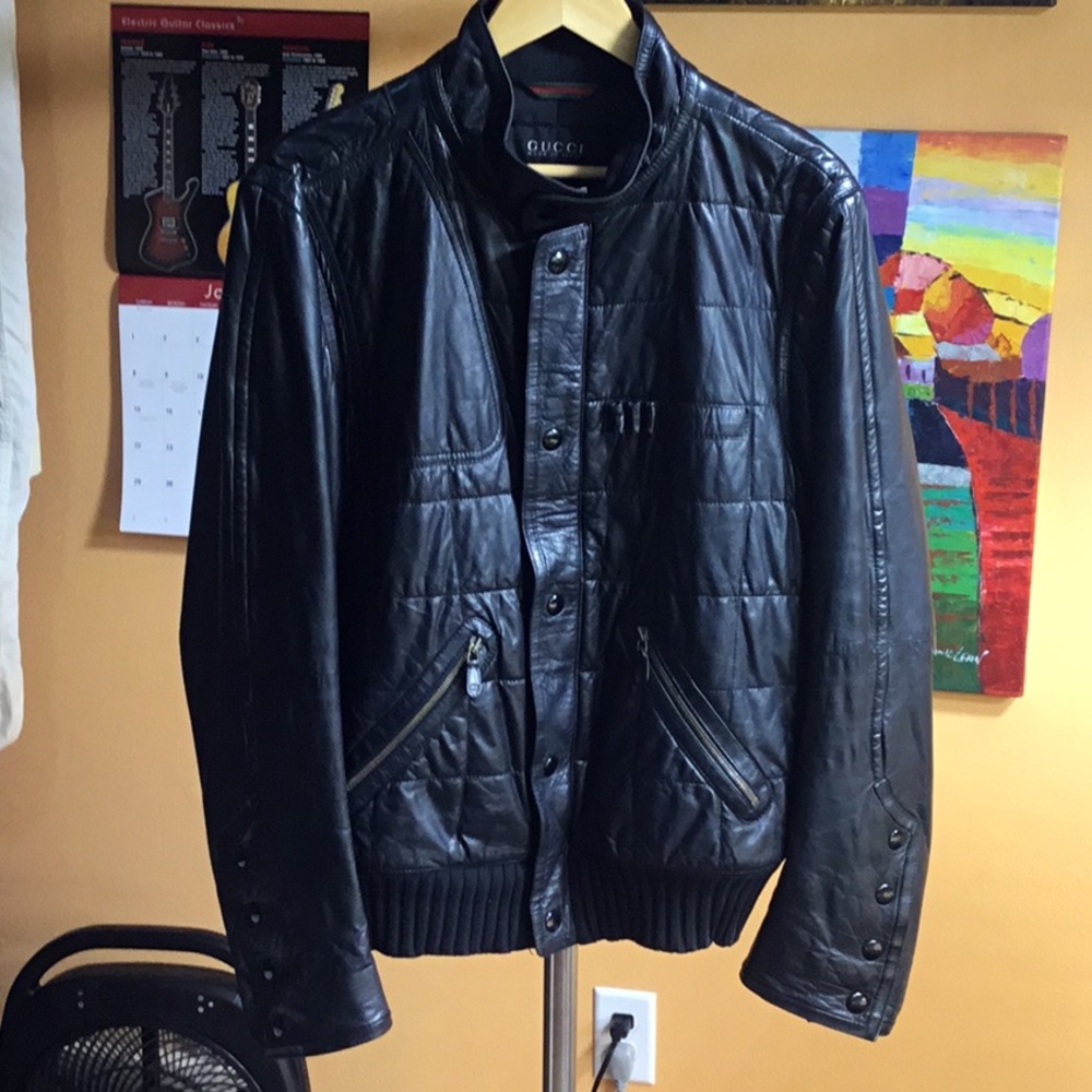 Gucci Black Leather Hunting Jacket